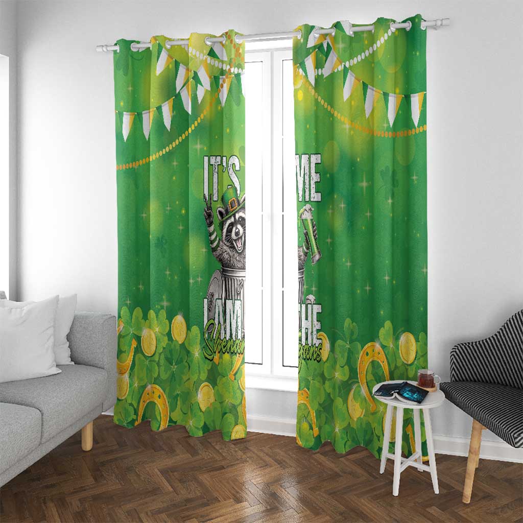 Funny Raccoon St Patrick's Day Window Curtain It's Me I Am the Shenanigans