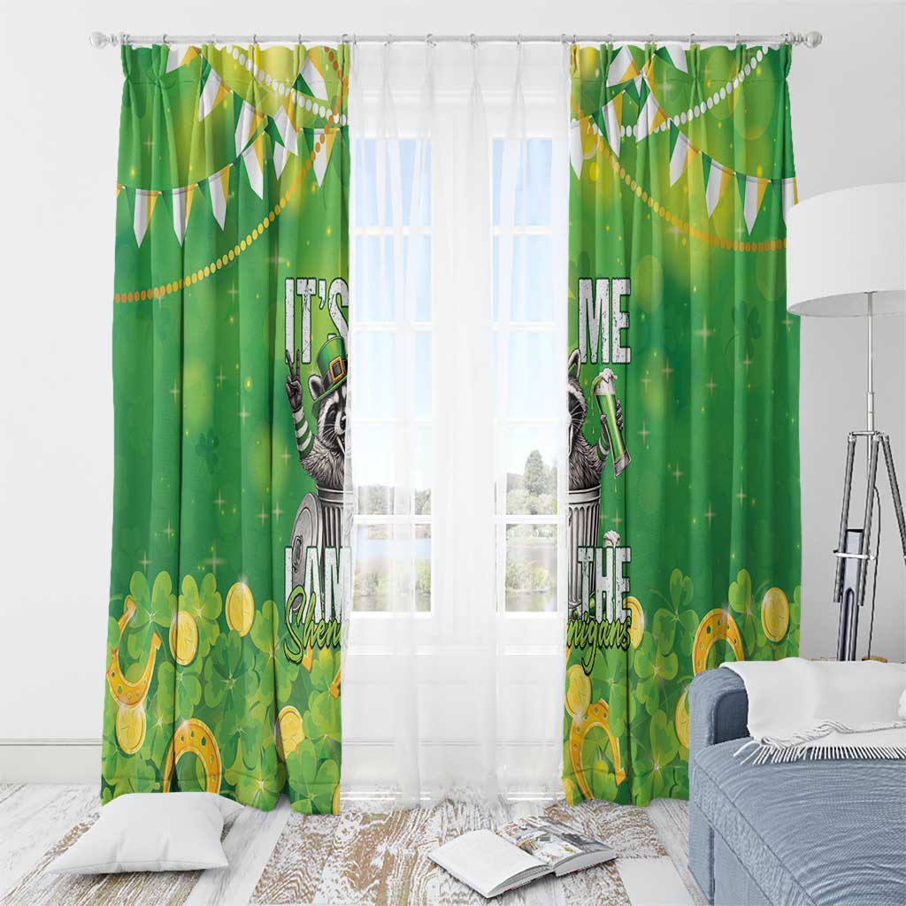 Funny Raccoon St Patrick's Day Window Curtain It's Me I Am the Shenanigans