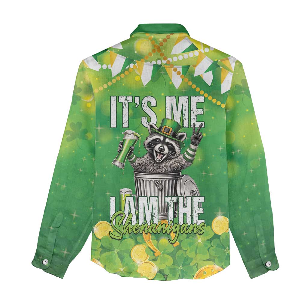 Funny Raccoon St Patrick's Day Women Casual Shirt It's Me I Am the Shenanigans