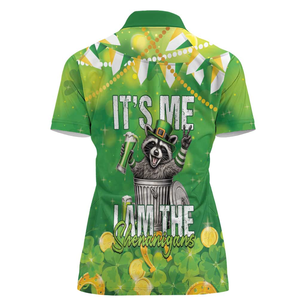 Funny Raccoon St Patrick's Day Women Polo Shirt It's Me I Am the Shenanigans