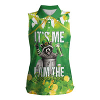 Funny Raccoon St Patrick's Day Women Sleeveless Polo Shirt It's Me I Am the Shenanigans