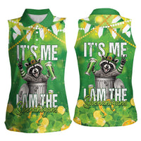 Funny Raccoon St Patrick's Day Women Sleeveless Polo Shirt It's Me I Am the Shenanigans