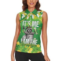Funny Raccoon St Patrick's Day Women Sleeveless Polo Shirt It's Me I Am the Shenanigans