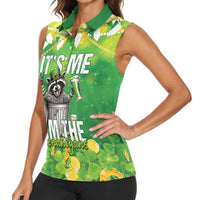 Funny Raccoon St Patrick's Day Women Sleeveless Polo Shirt It's Me I Am the Shenanigans