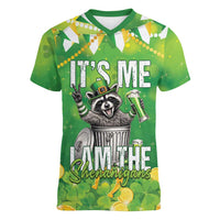 Funny Raccoon St Patrick's Day Women V-Neck T-Shirt It's Me I Am the Shenanigans
