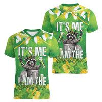 Funny Raccoon St Patrick's Day Women V-Neck T-Shirt It's Me I Am the Shenanigans