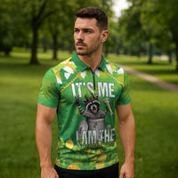 Funny Raccoon St Patrick's Day Zipper Polo Shirt It's Me I Am the Shenanigans