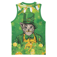 Funny Cat St Patrick's Day Basketball Jersey Irish Leprechaun Lucky Cat