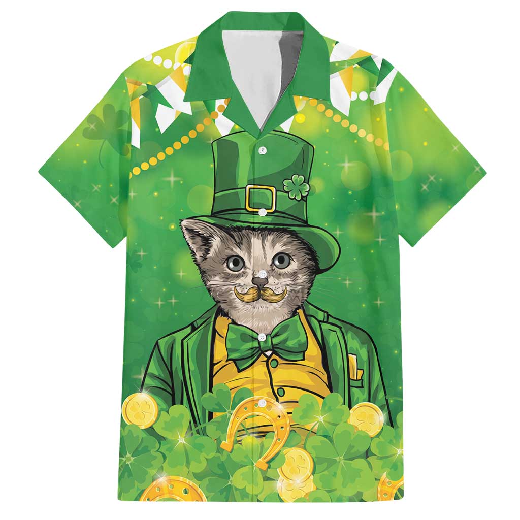 Funny Cat St Patrick's Day Hawaiian Shirt Irish Leprechaun Lucky Cat