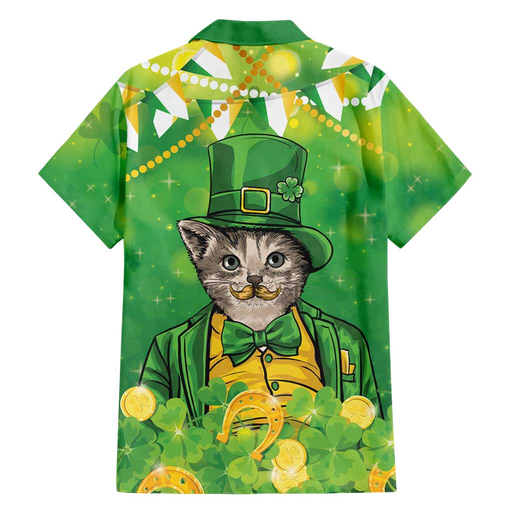 Funny Cat St Patrick's Day Hawaiian Shirt Irish Leprechaun Lucky Cat