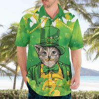 Funny Cat St Patrick's Day Hawaiian Shirt Irish Leprechaun Lucky Cat