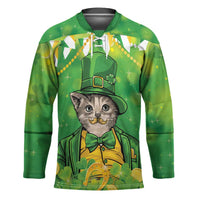 Funny Cat St Patrick's Day Hockey Jersey Irish Leprechaun Lucky Cat