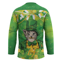 Funny Cat St Patrick's Day Hockey Jersey Irish Leprechaun Lucky Cat