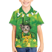 Funny Cat St Patrick's Day Kid Hawaiian Shirt Irish Leprechaun Lucky Cat