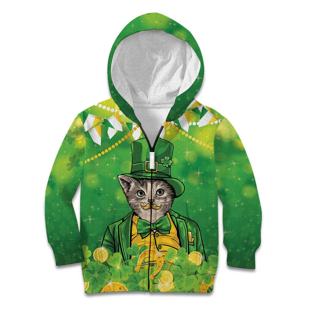 Funny Cat St Patrick's Day Kid Hoodie Irish Leprechaun Lucky Cat