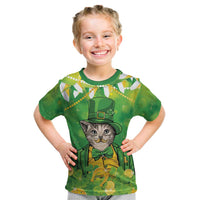 Funny Cat St Patrick's Day Kid T Shirt Irish Leprechaun Lucky Cat