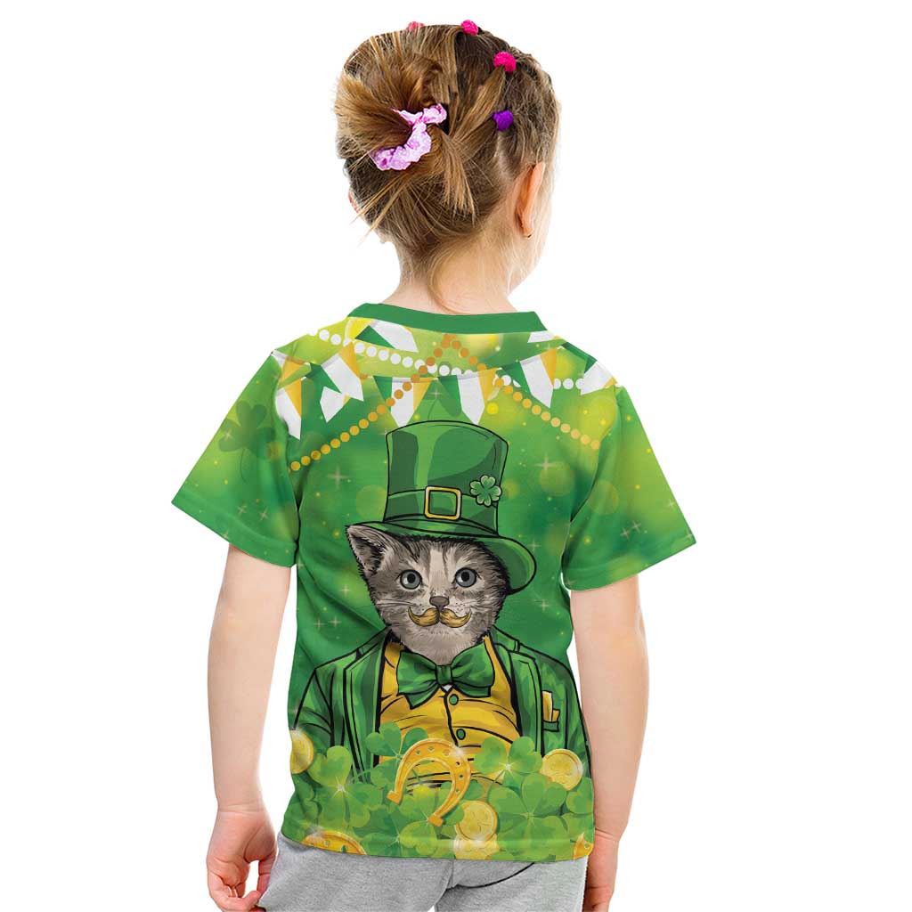 Funny Cat St Patrick's Day Kid T Shirt Irish Leprechaun Lucky Cat