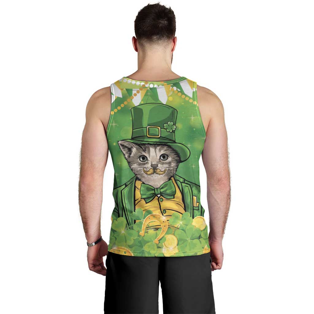 Funny Cat St Patrick's Day Men Tank Top Irish Leprechaun Lucky Cat