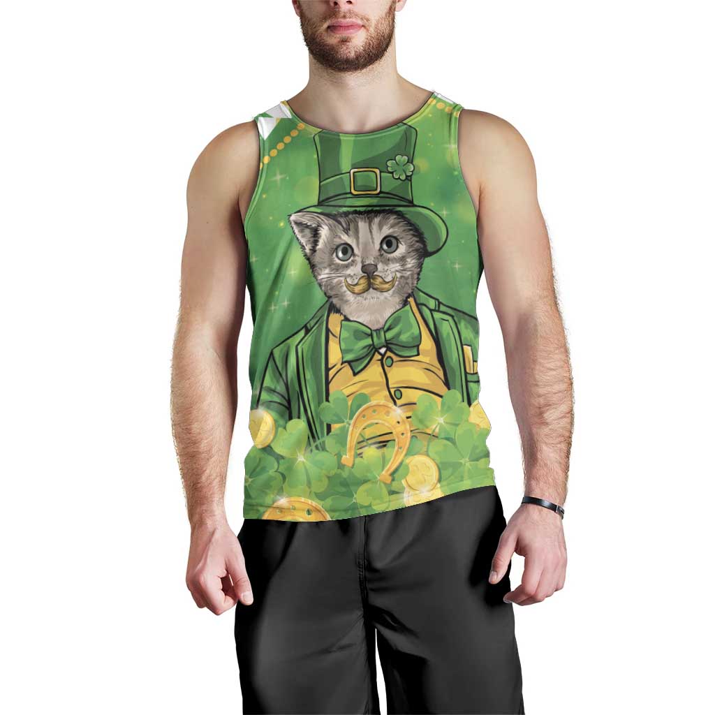 Funny Cat St Patrick's Day Men Tank Top Irish Leprechaun Lucky Cat