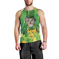 Funny Cat St Patrick's Day Men Tank Top Irish Leprechaun Lucky Cat