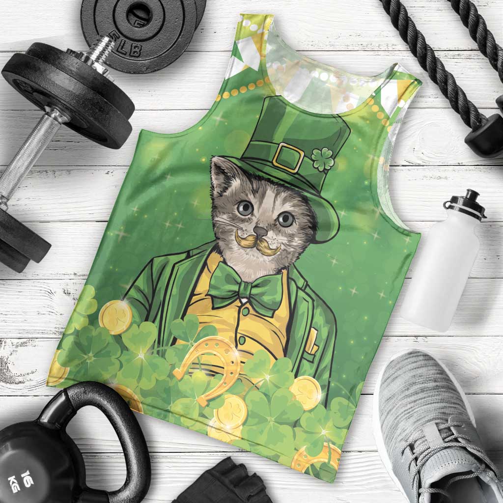 Funny Cat St Patrick's Day Men Tank Top Irish Leprechaun Lucky Cat