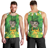 Funny Cat St Patrick's Day Men Tank Top Irish Leprechaun Lucky Cat