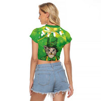 Funny Cat St Patrick's Day Raglan Cropped T Shirt Irish Leprechaun Lucky Cat