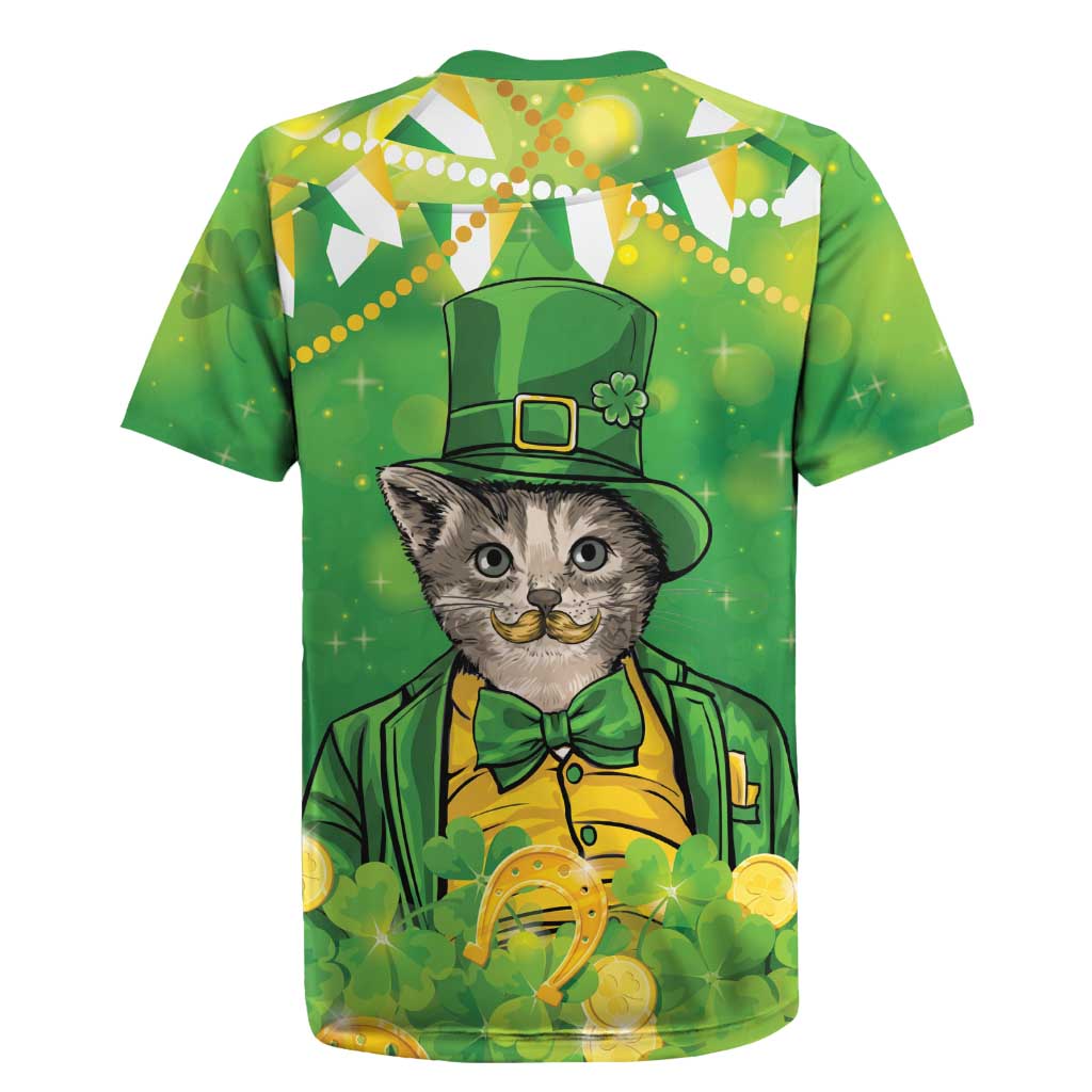 Funny Cat St Patrick's Day Rugby Jersey Irish Leprechaun Lucky Cat
