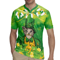 Funny Cat St Patrick's Day Rugby Jersey Irish Leprechaun Lucky Cat