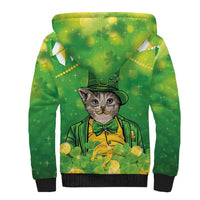 Funny Cat St Patrick's Day Sherpa Hoodie Irish Leprechaun Lucky Cat