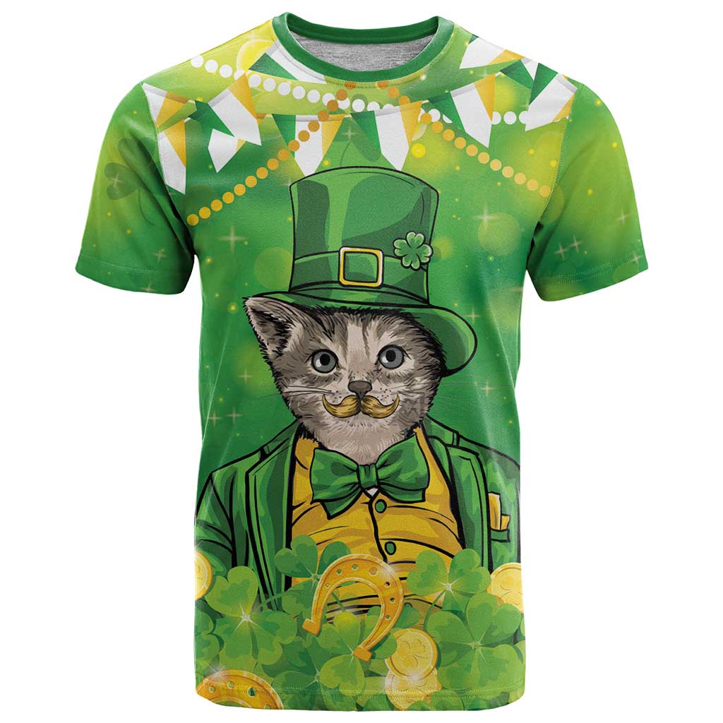 Funny Cat St Patrick's Day T Shirt Irish Leprechaun Lucky Cat