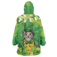 Funny Cat St Patrick's Day Wearable Blanket Hoodie Irish Leprechaun Lucky Cat