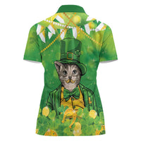 Funny Cat St Patrick's Day Women Polo Shirt Irish Leprechaun Lucky Cat