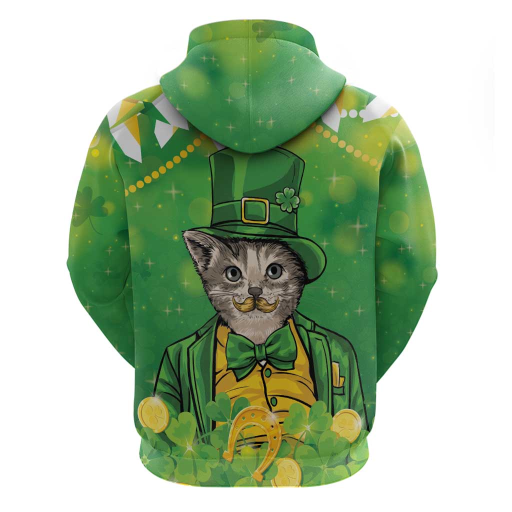 Funny Cat St Patrick's Day Zip Hoodie Irish Leprechaun Lucky Cat