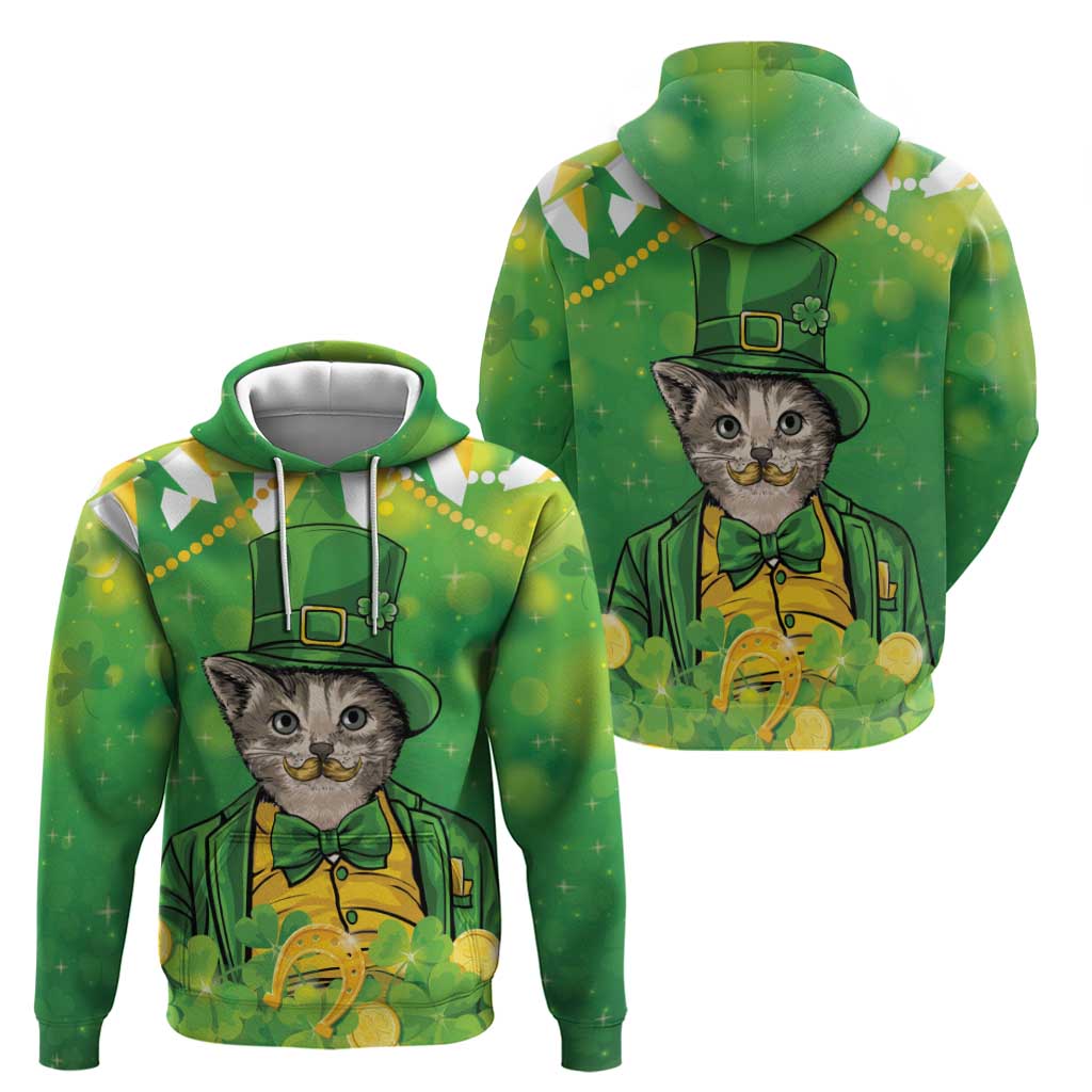 Funny Cat St Patrick's Day Zip Hoodie Irish Leprechaun Lucky Cat