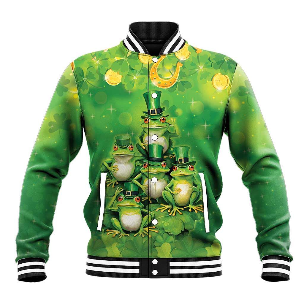 Funny Frog St Patrick's Day Baseball Jacket Lucky Shamrock Frog