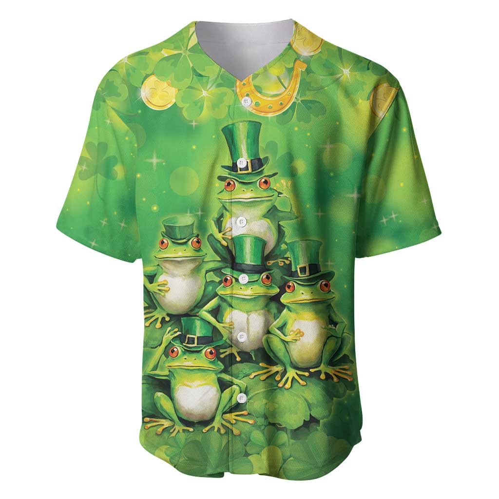 Funny Frog St Patrick's Day Baseball Jersey Lucky Shamrock Frog