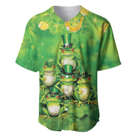 Funny Frog St Patrick's Day Baseball Jersey Lucky Shamrock Frog