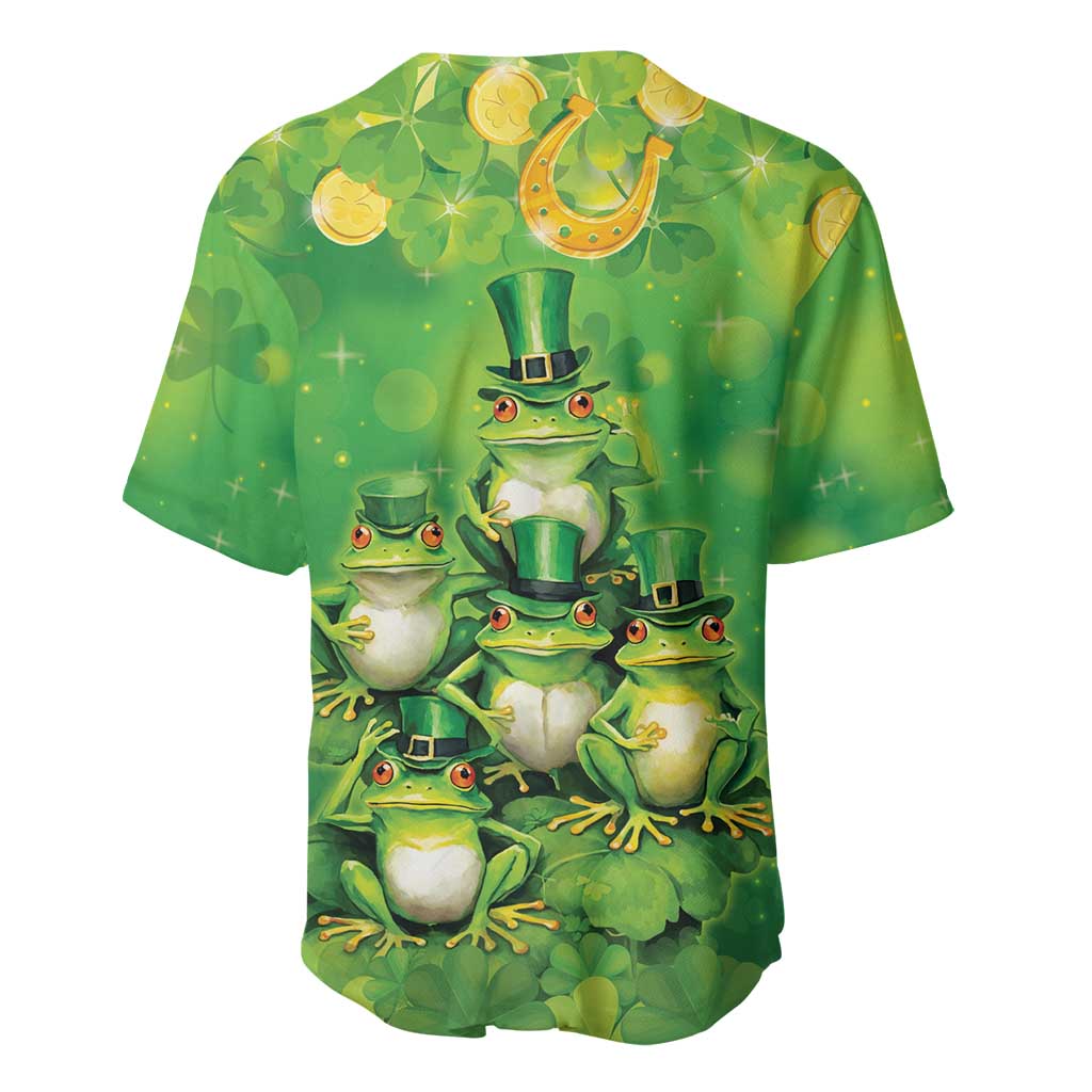 Funny Frog St Patrick's Day Baseball Jersey Lucky Shamrock Frog
