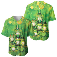 Funny Frog St Patrick's Day Baseball Jersey Lucky Shamrock Frog