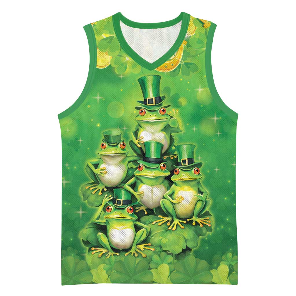 Funny Frog St Patrick's Day Basketball Jersey Lucky Shamrock Frog