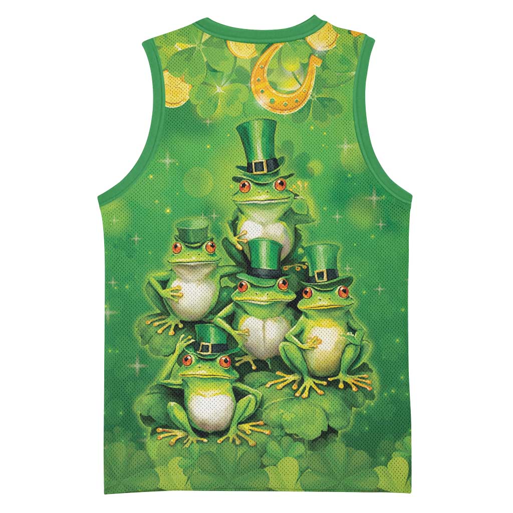 Funny Frog St Patrick's Day Basketball Jersey Lucky Shamrock Frog
