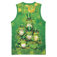Funny Frog St Patrick's Day Basketball Jersey Lucky Shamrock Frog