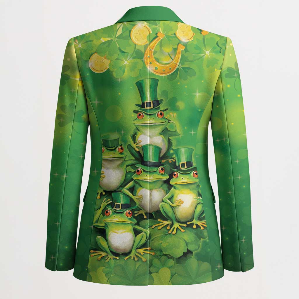 Funny Frog St Patrick's Day Blazer Lucky Shamrock Frog