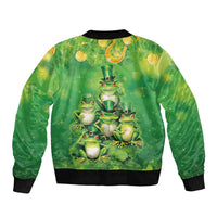 Funny Frog St Patrick's Day Bomber Jacket Lucky Shamrock Frog