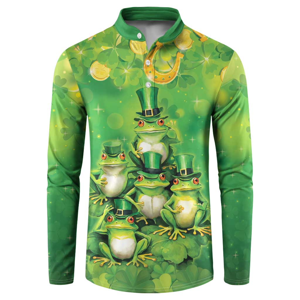 Funny Frog St Patrick's Day Button Sweatshirt Lucky Shamrock Frog