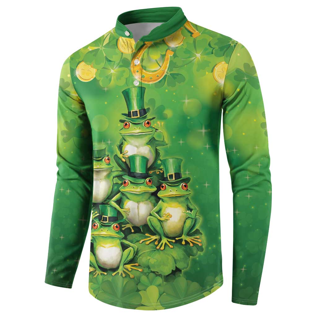 Funny Frog St Patrick's Day Button Sweatshirt Lucky Shamrock Frog