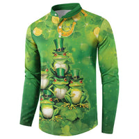 Funny Frog St Patrick's Day Button Sweatshirt Lucky Shamrock Frog