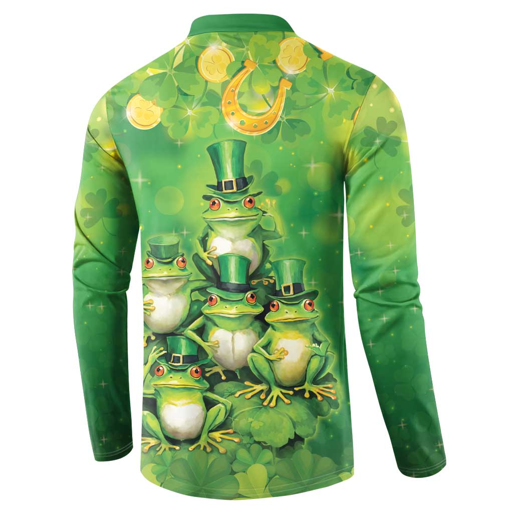 Funny Frog St Patrick's Day Button Sweatshirt Lucky Shamrock Frog