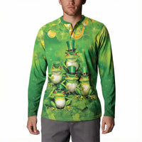 Funny Frog St Patrick's Day Button Sweatshirt Lucky Shamrock Frog